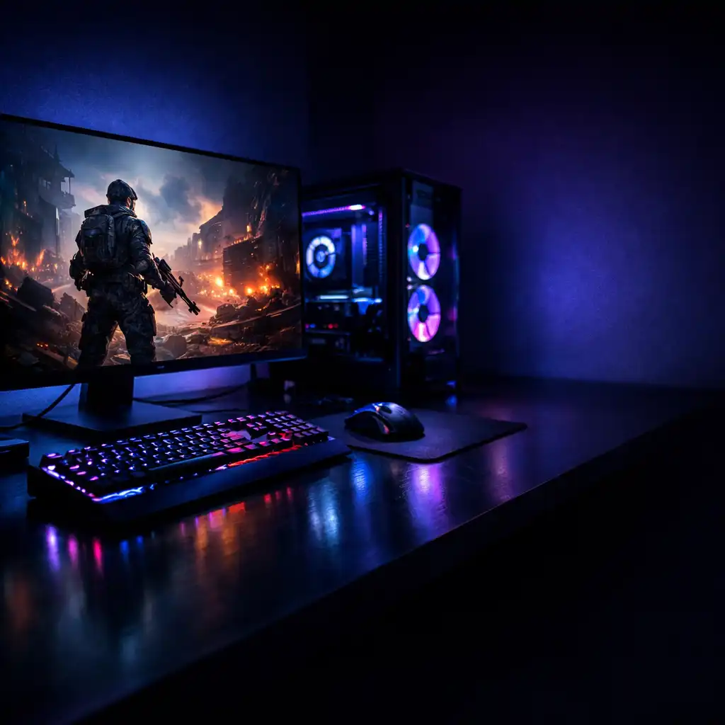 Nowoczesne stanowisko gamingowe z RGB